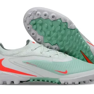 Nike Verde/Rojo Low-Cut Synthetic Mesh Upper Zapatos de Fútbol Turf