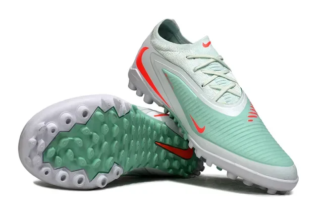 Nike Vert/Rouge Low-Cut Synthetic Mesh Upper Chaussures de Football Turf 4