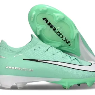 Nike Green White Knit Sock-Fit Upper Molded Conical Studs Firm-Ground Soccer Shoes