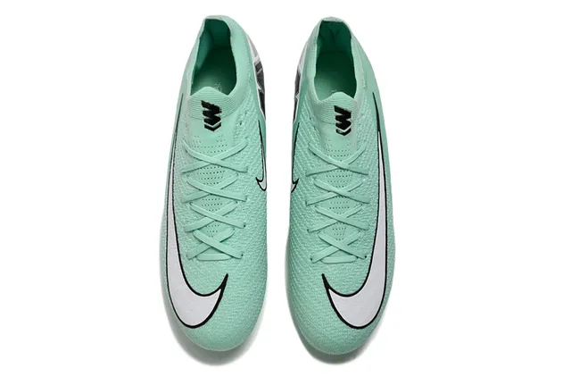 Nike Green White Knit Sock-Fit Upper Molded Conical Studs Firm-Ground Soccer Shoes 11