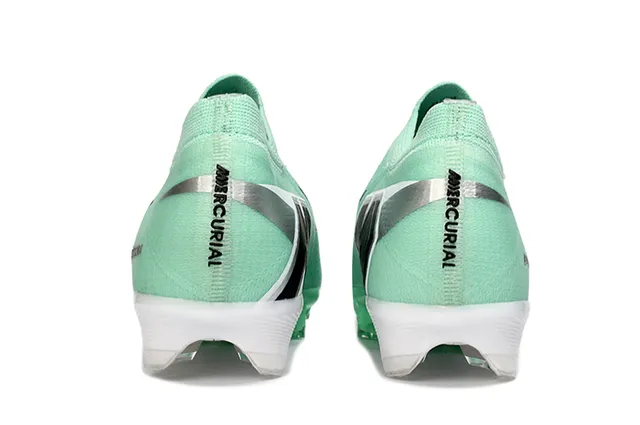 Nike Green White Knit Sock-Fit Upper Molded Conical Studs Firm-Ground Soccer Shoes 13