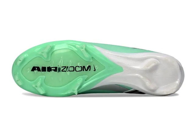 Nike Green White Knit Sock-Fit Upper Molded Conical Studs Firm-Ground Soccer Shoes 15