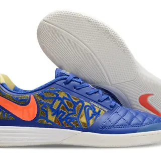 Nike Hyperfade Azul Laranja Sapatos de Futebol Indoor com Biqueira Quilted e Overlay de Malha com Impressão Graffiti
