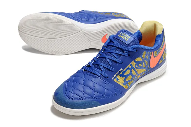 Nike Hyperfade Blue Orange Quilted Toe Graffiti-Print Mesh Overlay Indoor Soccer Shoes 5