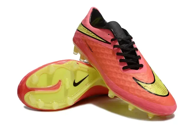 Nike Hypervenom Phantom Pink Yellow أحذية كرة القدم بشريط خلفي منخفض أعلى اصطناعي نسيج خلايا النحل أرض صلبة 4