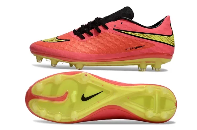 Nike Hypervenom Phantom Pink Yellow أحذية كرة القدم بشريط خلفي منخفض أعلى اصطناعي نسيج خلايا النحل أرض صلبة 6