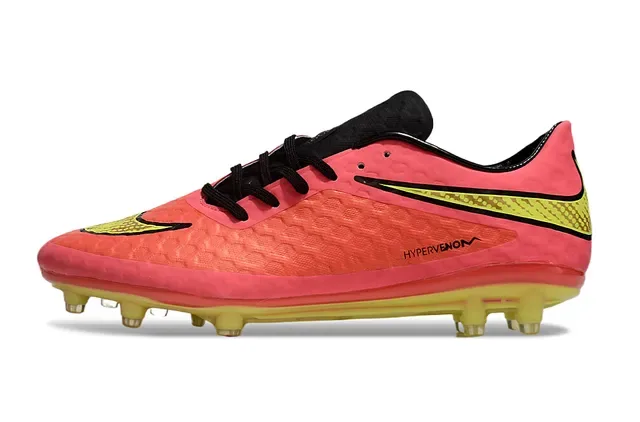 Nike Hypervenom Phantom Pink Yellow أحذية كرة القدم بشريط خلفي منخفض أعلى اصطناعي نسيج خلايا النحل أرض صلبة 7