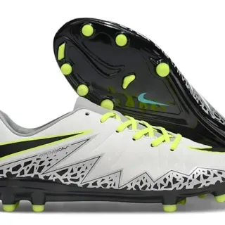 Nike Hypervenom أبيض أسود أصفر نيون Firm-Ground حذاء كرة قدم
