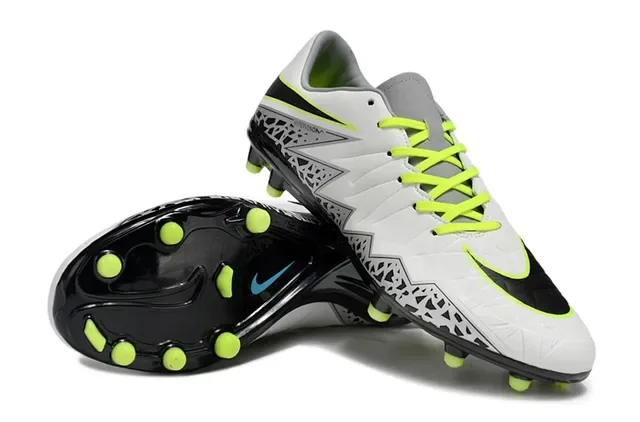 Nike Hypervenom Chaussures de football blanc noir jaune néon Firm-Ground 4