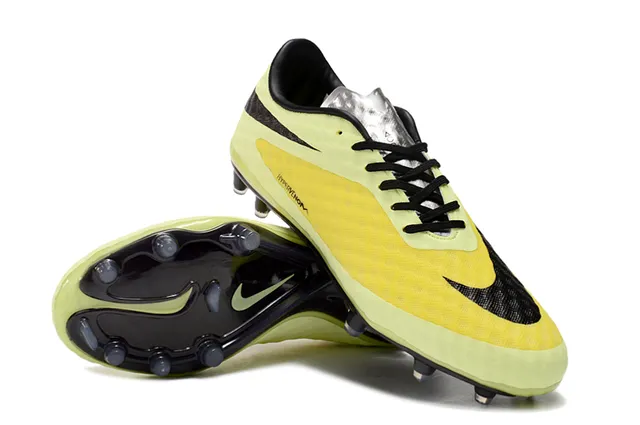 Nike Hypervenom Jaune Noir bas en coupe texturé avant-pied cage sol ferme chaussures de football 4