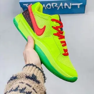 Nike Ja 1 हरी लाल जाली ऊपरी असममेट्रिकल कॉलर बास्केटबॉल जूते