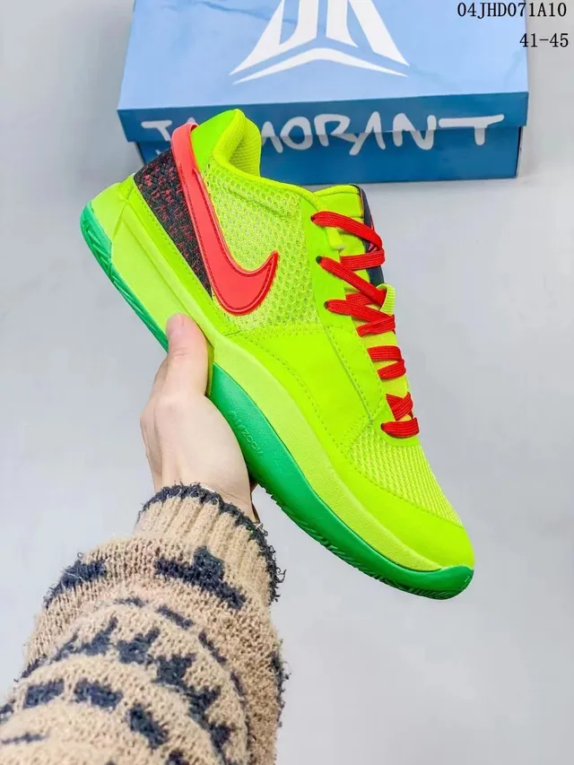 Nike Ja 1 Green Red Mesh Upper Asymmetrical Collar Basketball Shoes 3
