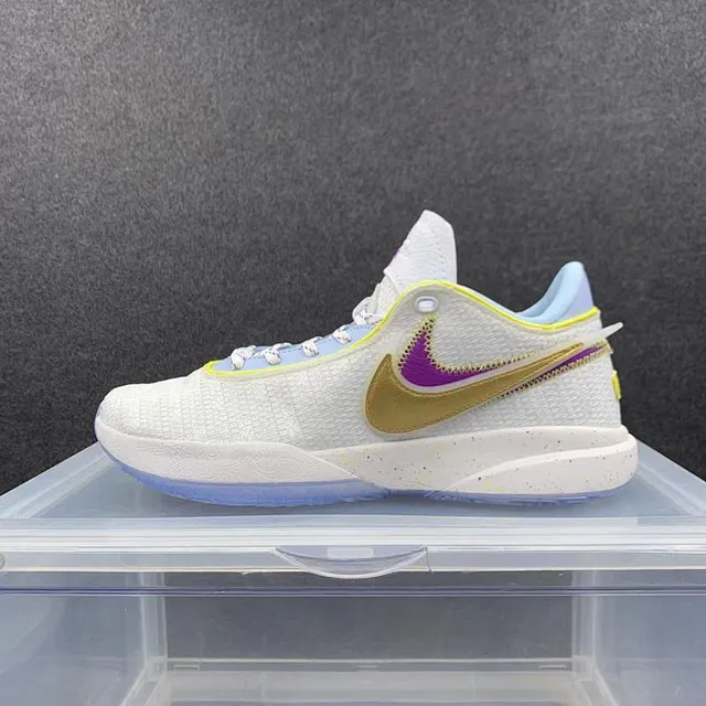 Nike KD White Gold Purple Yellow Textured Knit Basketball Shoes 2