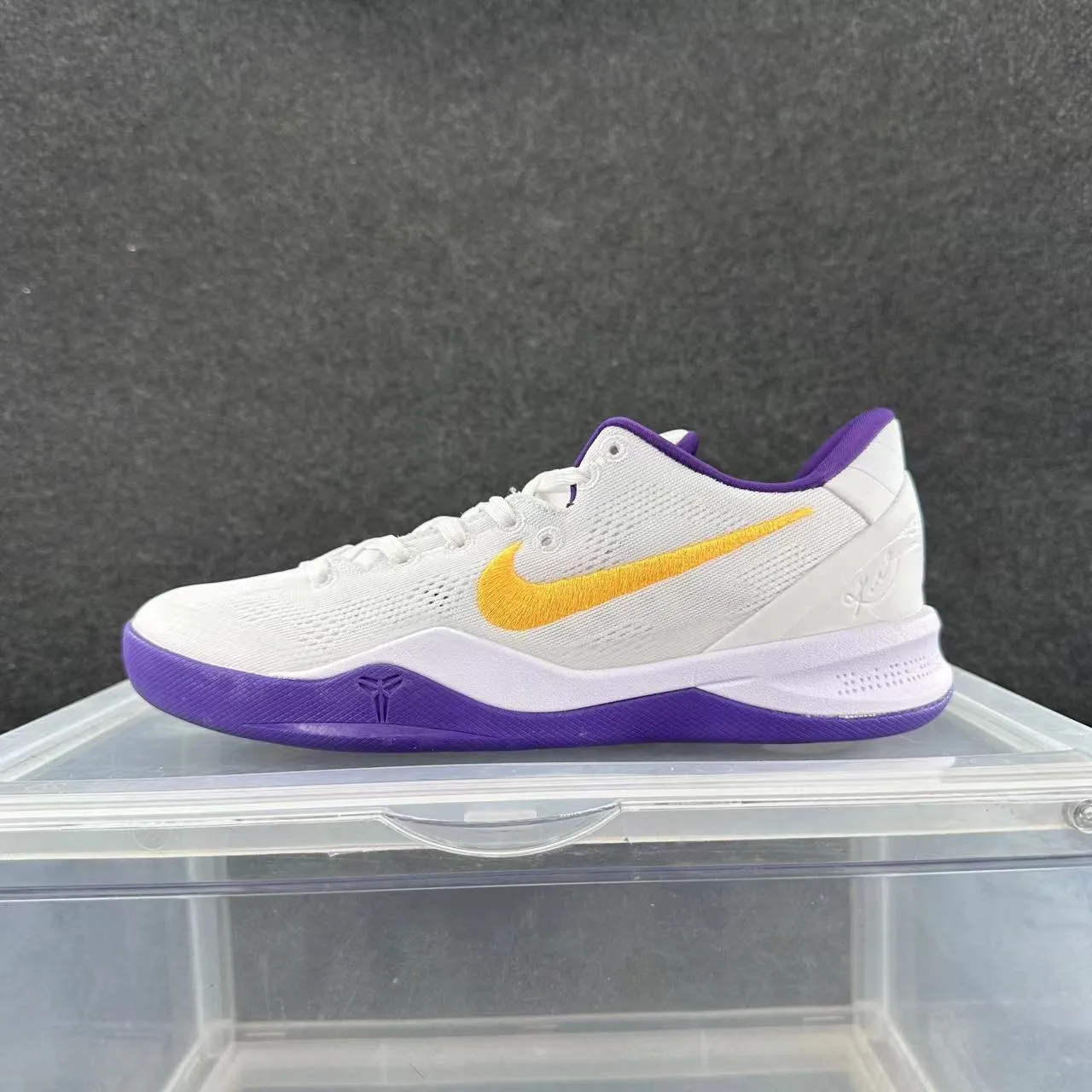 Nike Kobe 8 System branco roxo amarelo tênis de basquete 2