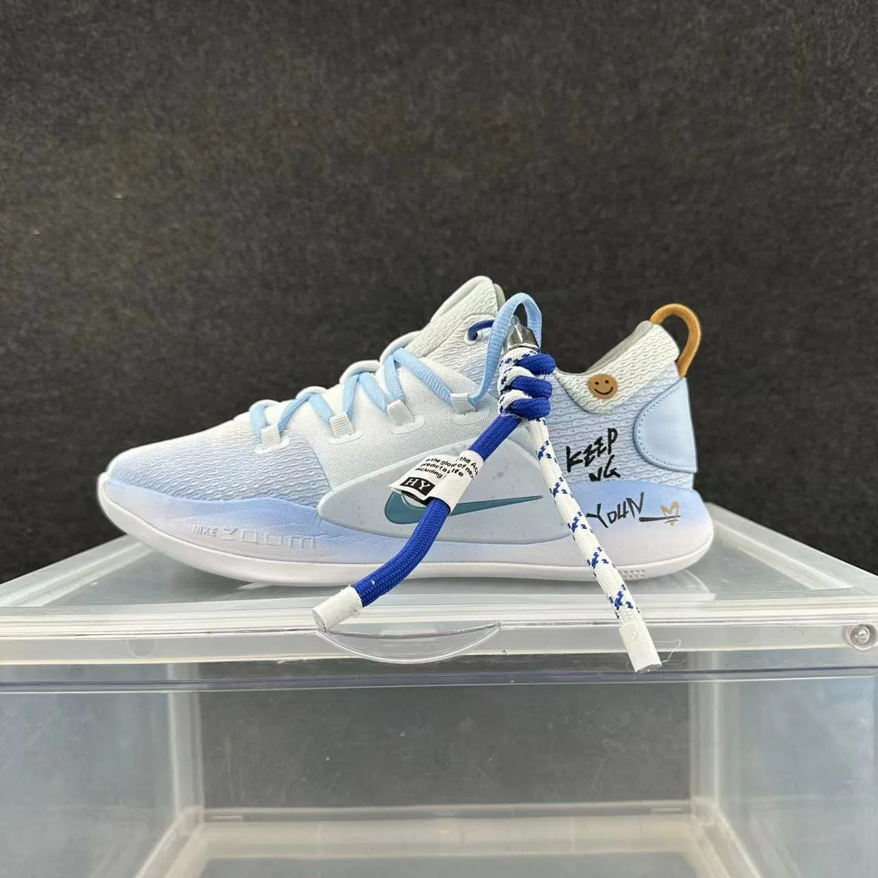 Nike Kyrie White and Light Blue Low-Top Basketball Shoes 2