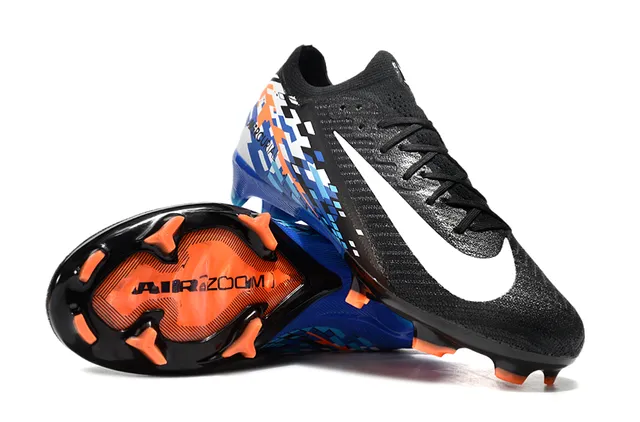 Nike Mercurial Black Blue Orange Pixel Firm-Ground Soccer Shoes 3