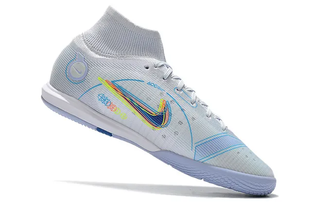 Nike Mercurial Indoor Branco Azul Multicolor Sapatos de Futebol Indoor 5