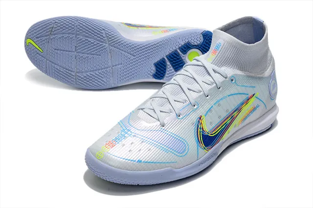 Nike Mercurial Indoor Branco Azul Multicolor Sapatos de Futebol Indoor 8