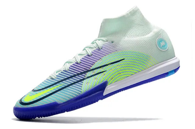 Nike Mercurial Indoor Branco Azul Multicolor Sapatos de Futebol Indoor 12