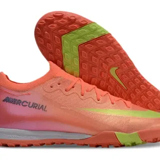 Nike Mercurial नारंगी हरी निट अपर मोल्डेड आउटसोल टर्फ सोकर जूते