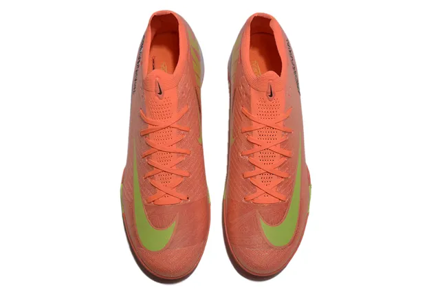 Nike Mercurial Orange Vert Upper en Tricot Semelle Moldée Chaussures de Football Turf 2