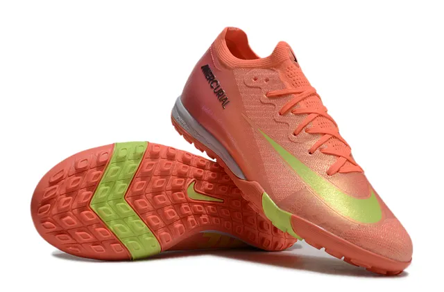 Nike Mercurial Orange Vert Upper en Tricot Semelle Moldée Chaussures de Football Turf 3