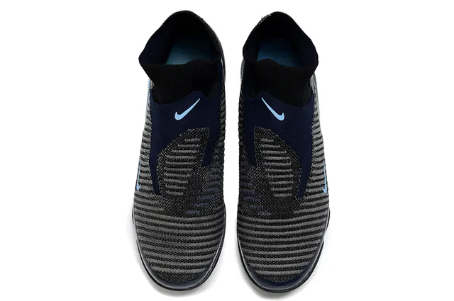 Nike Mercurial Superfly أسود بحري العلوة المصنوعة من القماش المحبوك بتصميم جورب المسامير المخروطية العشب الصناعي أحذية كرة القدم 2
