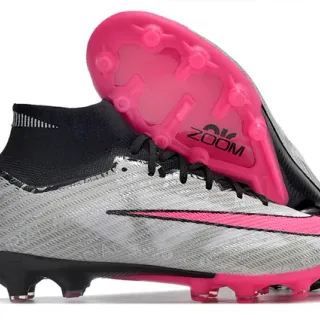 Nike Mercurial Superfly Silver Gray Black Pink Firm-Ground Soccer Shoes