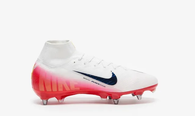 Nike Mercurial Superfly White Blue High-Cut Flyknit Bootie Metallic Swoosh Firm-Ground Soccer Shoes 5