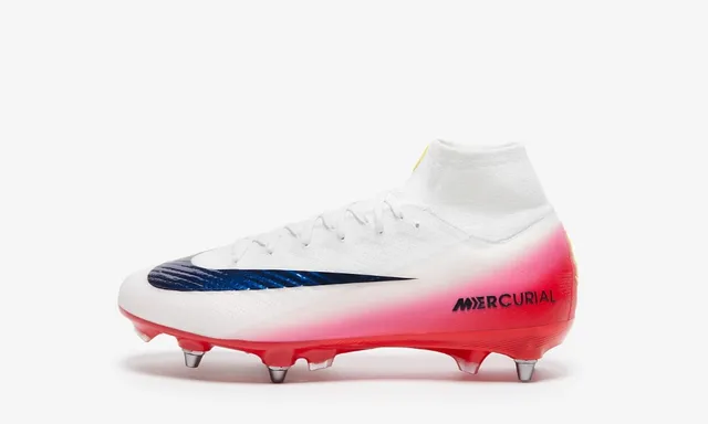 Nike Mercurial Superfly White Blue High-Cut Flyknit Bootie Metallic Swoosh Firm-Ground Soccer Shoes 6
