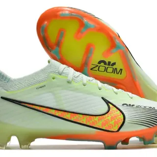 Nike Mercurial Vapor Green Orange Flyknit Upper Asymmetrical Lacing Firm-Ground Soccer Shoes