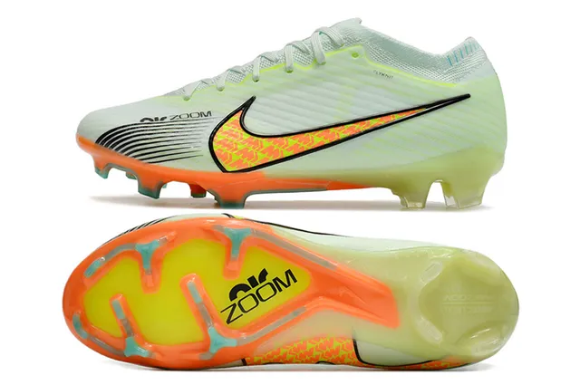 Nike Mercurial Vapor Vert Orange Flyknit Upper Lacets Asymétriques Firm-Ground Chaussures de football 9