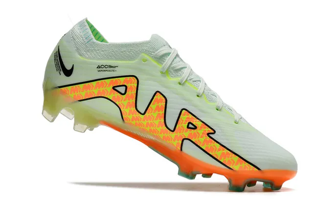 Nike Mercurial Vapor Vert Orange Flyknit Upper Lacets Asymétriques Firm-Ground Chaussures de football 10