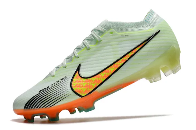 Nike Mercurial Vapor Vert Orange Flyknit Upper Lacets Asymétriques Firm-Ground Chaussures de football 11