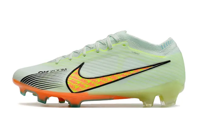 Nike Mercurial Vapor Vert Orange Flyknit Upper Lacets Asymétriques Firm-Ground Chaussures de football 12