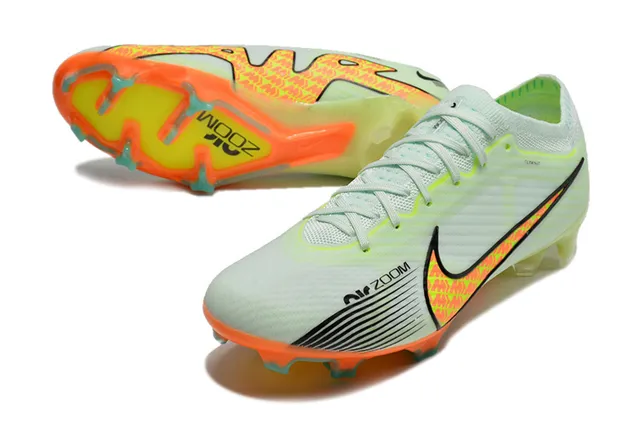 Nike Mercurial Vapor Vert Orange Flyknit Upper Lacets Asymétriques Firm-Ground Chaussures de football 13