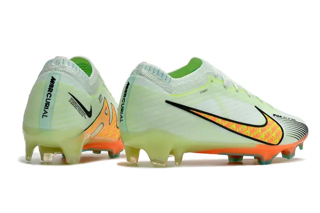 Nike Mercurial Vapor Vert Orange Flyknit Upper Lacets Asymétriques Firm-Ground Chaussures de football 14