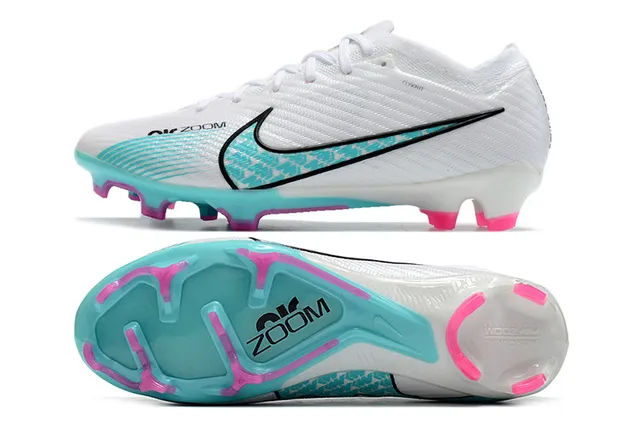 Nike Mercurial Vapor Chaussures de football pour terrain ferme upper en maille blanc et bleu col bas 2