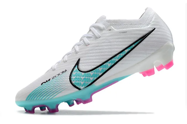 Nike Mercurial Vapor Chaussures de football pour terrain ferme upper en maille blanc et bleu col bas 4