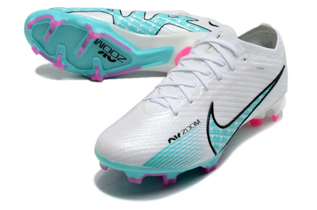 Nike Mercurial Vapor Chaussures de football pour terrain ferme upper en maille blanc et bleu col bas 6