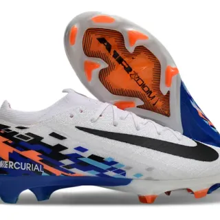 Nike Mercurial Vapor White Blue Low-Cut Knit Upper Firm-Ground Soccer Shoes