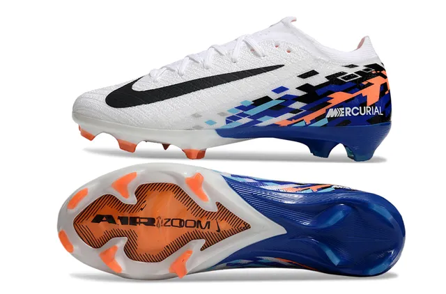 Nike Mercurial Vapor White Blue Low-Cut Knit Upper Firm-Ground Soccer Shoes 6