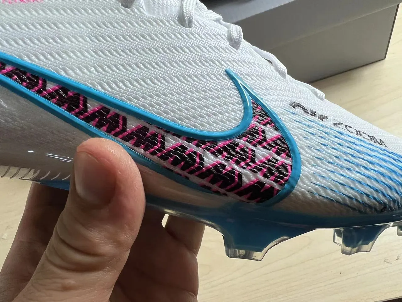 Nike Mercurial Vapor White Pink Blue Firm-Ground Soccer Shoes 2