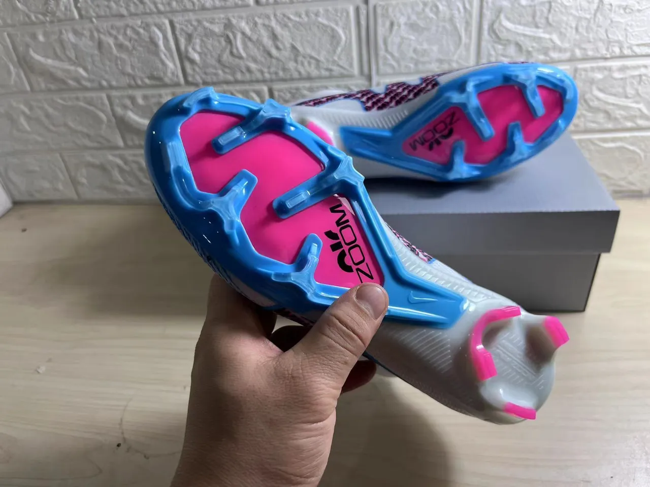 Nike Mercurial Vapor White Pink Blue Firm-Ground Soccer Shoes 3
