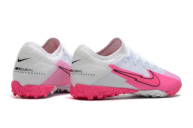 Nike Mercurial Vapor Branco Rosa Baixo Corte Superior Malha Gráfico Raio Sapatos de Futebol Turf 12