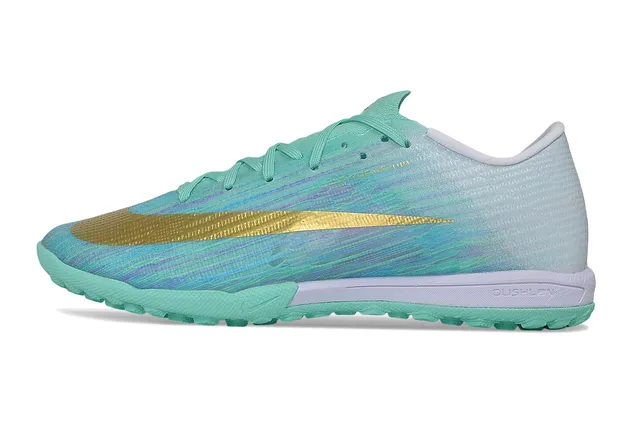 Chuteira Nike Mercurial Velocé Ultra Iridiscente Teal Gold Turf 6