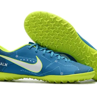Nike Mercurial X नीला और नियोन लाइम टर्फ सॉकर जूते
