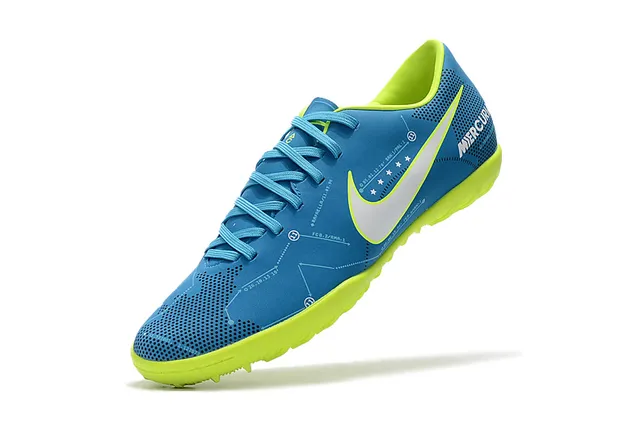 Nike Mercurial X Chaussures de football bleu et lime néon pour pelouse 6
