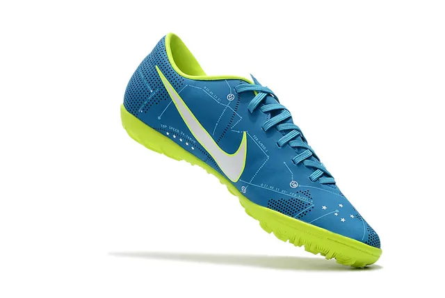 Nike Mercurial X Chaussures de football bleu et lime néon pour pelouse 7