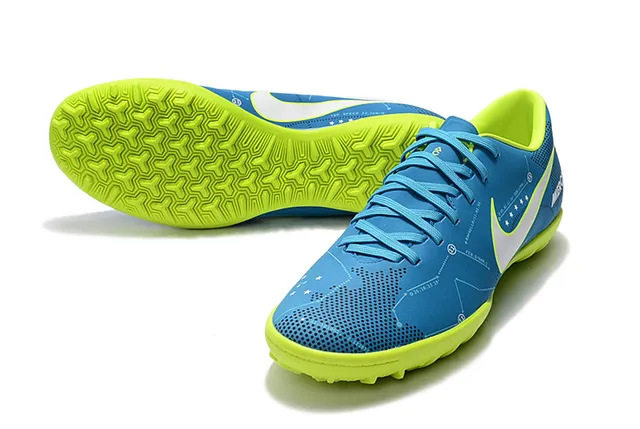 Nike Mercurial X Chaussures de football bleu et lime néon pour pelouse 9